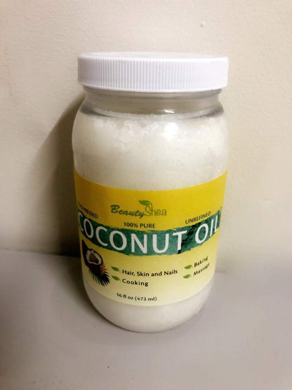 Beauty shea Organic Naturally unrefined Coconut Oil with Neutral Flavor and Aroma, 32oz
